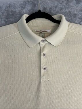 Tommy Bahama Polo Shirt Men’s Tan Surf Polo Shirt Coastal Beach Preppy Size XL